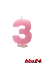 Kerzen Zahl 3 in rosa - hbs24